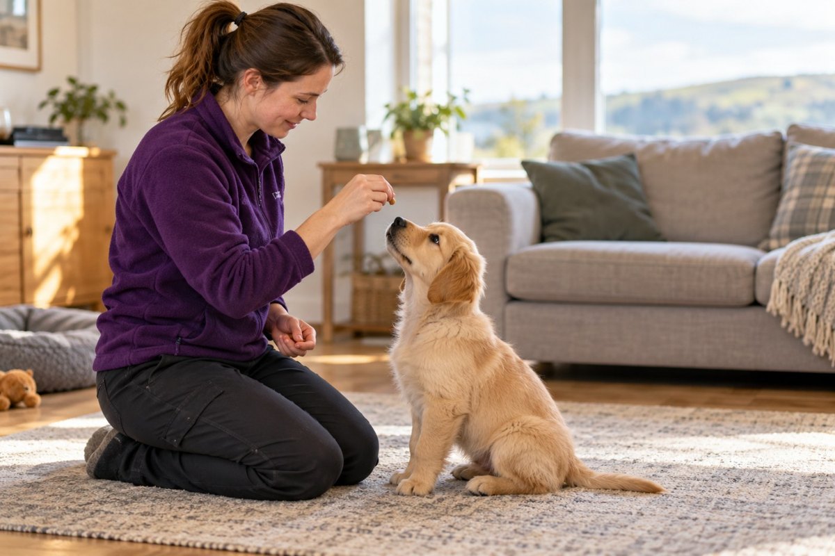 Puppy training with positive reinforcement